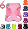 Dog Harness with Leash Set, No-Pull Step-in Reflective Pet Harness with 1 Leash Clips, Adjustable Soft Padded Easy Walk Dog Vest for Small Medium Large Dogs, Cats(Light Pink, XSmall)