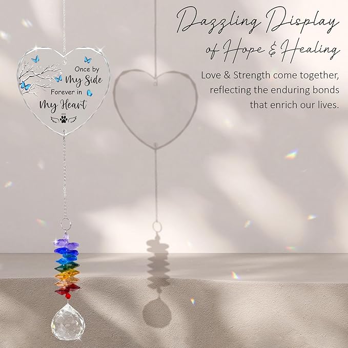 Glass Ornament Suncatcher - Forever in My Heart - Memorial Sympathy Gift for Pet Lovers - Mother's Day for Pets Mom Dad - Heartfelt Bereavement Keepsake for Dog Cat Owners