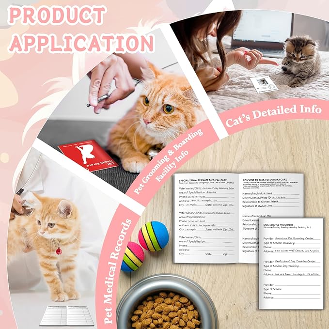 10 Cat Health Record Booklets 12 Sheets Per Pack Kitten Shot Record Book Feline Health Records 5 * 3.5inch Cat Vaccination Records Book Cat Health Records for Pet Lovers Kitty Nursing Supplies