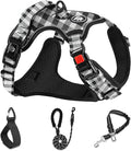 NESTROAD No Pull Dog Harness with Leash, Reflective No Choke Pet Vest Harness,Adjustable Soft Padded Dog Harness with Easy Control Handle for Large Dogs(Checkered Black,X-Large)