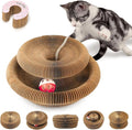Collapsible Cats Cardboard Scratcher, Interactive Cat Toys for Indoor Cats, Scratch Pad Shape Shifting Ball Track with Bell, Magic Organ Cat Toy for Chase & Scratch Paw Toys for Kitties Pink