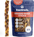 Pawstruck Natural 12" Braided Bully Sticks for Dogs - Long Lasting Rawhide Free Low Odor Single Ingredient Chew Treat for Aggressive Chewers - 1lb Bag