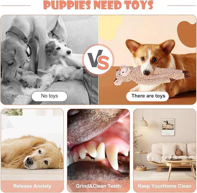 Easter Rabbit No Stuffing Dog Toys for Large Dogs, Squeaky Crinkle Interactive Dog Animals Toys, Plush Teething to Keep Them Busy, Cute Funny Dogs Gifts for Small Medium Large Breed
