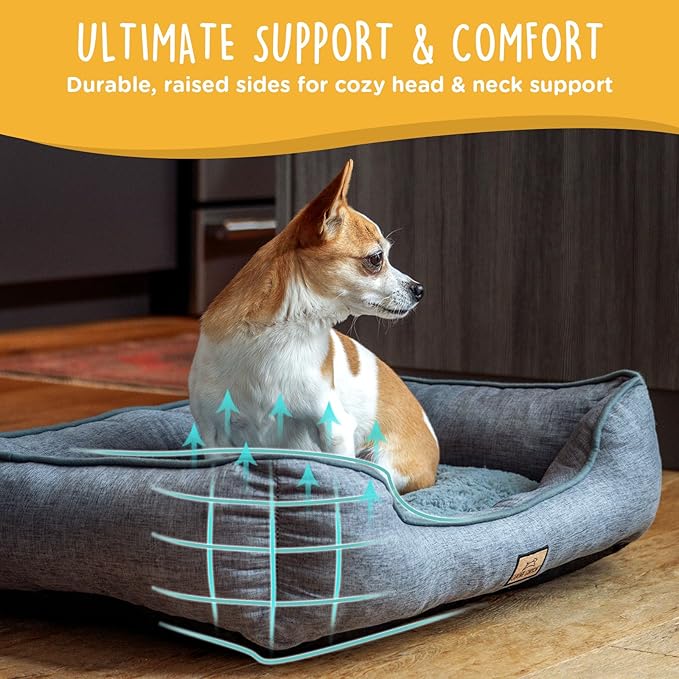 Small Dog Bed 26 Inch, Washable Plush Pet Sofa for Small Dogs & Cats, Soft Rectangle Puppy Bed with Non-Slip Base