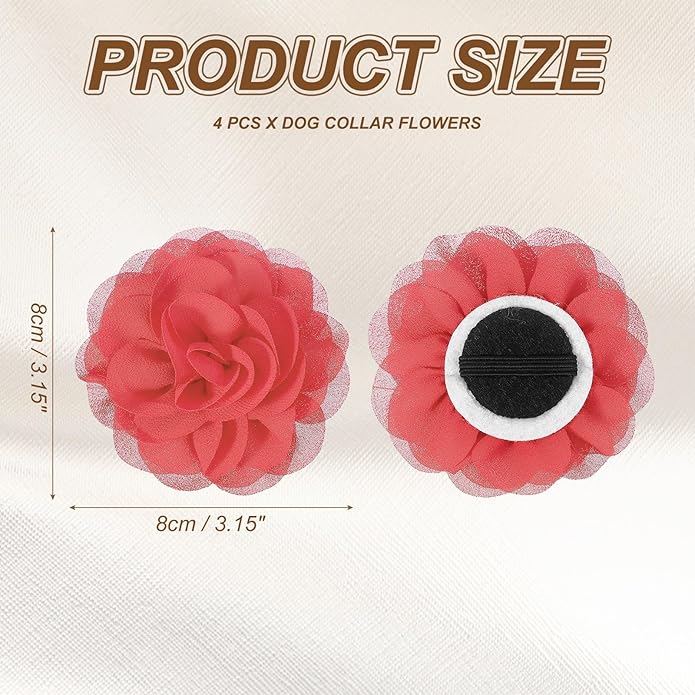 Dog Collar Flowers, Pet Flower Charms Soft Chiffon Cat Collar Bow Tie Floral Grooming Supplies, Intended for Dog