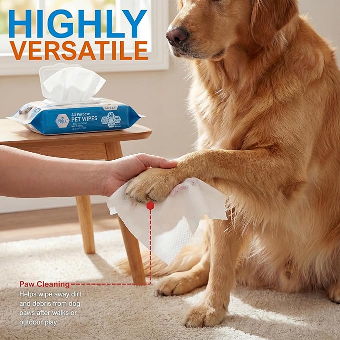 MED PRIDE Hypoallergenic Cat Wipes for Bathing and Cleaning with Aloe Vera Alcohol and Paraben-Free Extra Soft Cat Cleaning Wipes for Fur (12 Packs of 60)
