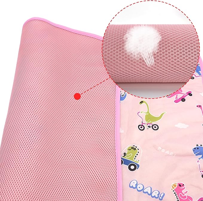 NACOCO Summer Pet Cooling Mat - Cat Dog Cushion Pad Sleeping Cool Dinosaurs Comfortable Soft for Pets Kids and Adults (Pink Dinosaur, L)