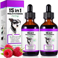 Dog Multivitamin Liquid - 15 in 1 Dog Vitamins Multivitamin, Support Skin & Coat, Heart, Bones and Joint Health, Pet Vitamins and Supplements (2 Fl Oz (Pack of 2))
