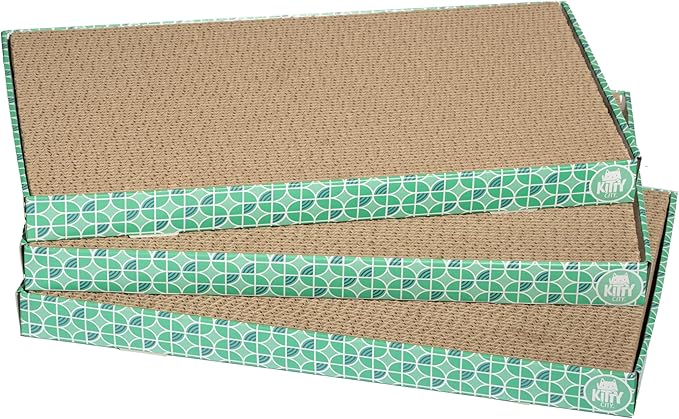 Kitty City XL Wide Corrugate Cat Scratchers 3 Pieces, Cat Scratching, Cat Scratch Pad, Door Clips, Furniture Protectors from Cat Scratching