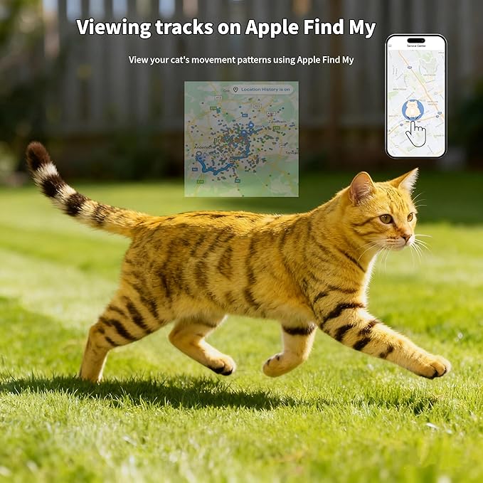 Pet Tracker,GPS Collar for Cats (iOS Only) Smart tag,Waterproof Compatible with Apple Find My,No Monthly Fee,Advanced Tracking Solution Smart Collar for Pet Safety Ideal Small Large Cats