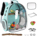 Bird Backpack, Bird Carrier Travel Cage with Perch, Portable Wildbird Carrier Bag, Parrot Parakeet Cockatiel Cage w/Toy Stainless Steel Food Bowl Tray for Conures Budgie Canary Lovebirds Small Animal