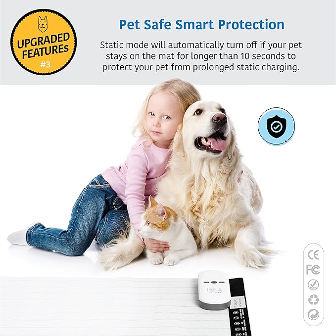 SVD.PET 2024 Upgraded Pet Training Mat with Tester, 22" X 16", Pet Shock Pad, Dogs & Cats Electronic Repellent mat for Indoor, 3 Training Modes, 5 Levels, Pet Safe Mode (White Controller)