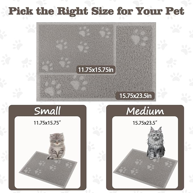 Darkyazi Cat Litter Box Mat for Floor Litter Trapping Mat Non-Slip Backing, Scatter Control, Easy Clean, Water Resistant, Soft on Paws (15.75" x 11.75",Gray Sand)