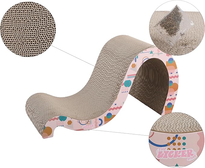 CSR1013D Kona 27" Modern Cardboard Double-Sided Wave Cat Scratcher with Catnip, Pattern Party