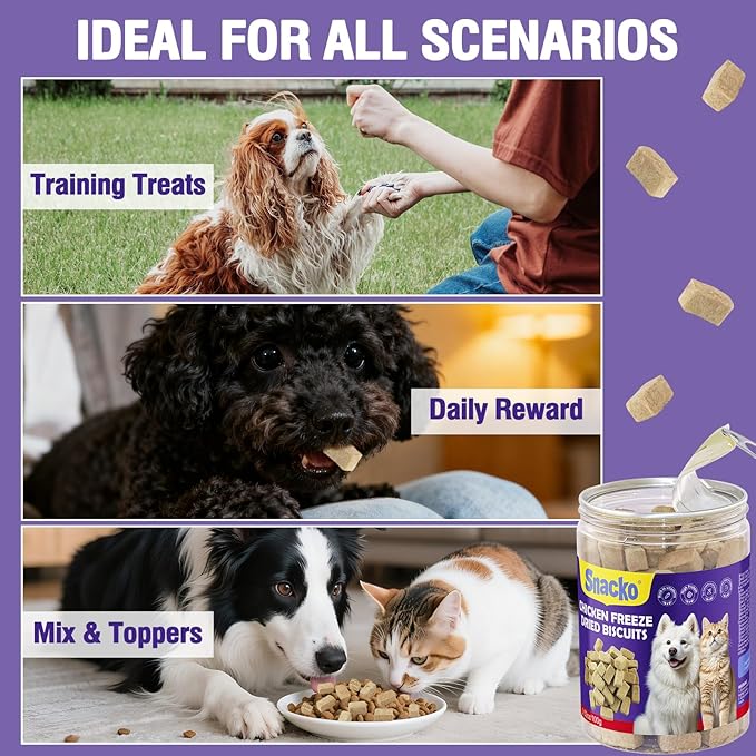Freeze Dried Cat Dog Treats Soft Chicken Liver 3.05 oz Training Reward Dry Cube Helathy Puppy Pet Snack