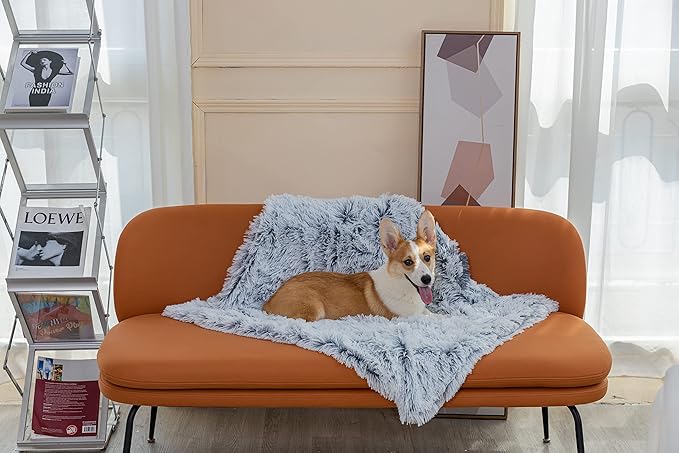 PJYuCien Fluffy Fleece Calming Pet Throw Blanket, Super Soft and Warm for Indoor Cats and Dogs, Medium 24" * 32", Machine Washable, Grey Puppy Bed