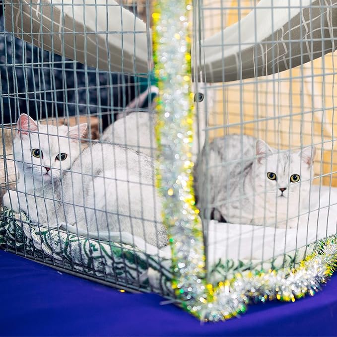 Jetec 2 Pieces Reversible Cat Hanging Hammock Soft Breathable Pet Cage Hammock with Adjustable Straps and Metal Hooks Double Sided Hanging Bed for Small Dogs Rabbits(Geometry Pattern,M)