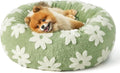 LE SURE Shown on TV Small Dog and Cat Bed - Round Calming Beds as Present for Pets, Cute Modern Home Decor with Jacquard Shaggy Plush & Anti-Slip Bottom, 23 Inch, Green
