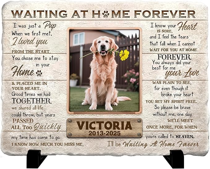 Personalized Pet Memorial Stone, Custom Dog Memorial Gifts for Loss of Dog with Photo Name Date, Dog Remembrance Gift, Loss of Dog Sympathy Gift for Dog Cat Lovers (Quote 02)