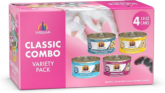 Weruva Classic Cat Food, Classic Combo Trial Variety Pack, 3oz Can, Pack of 4