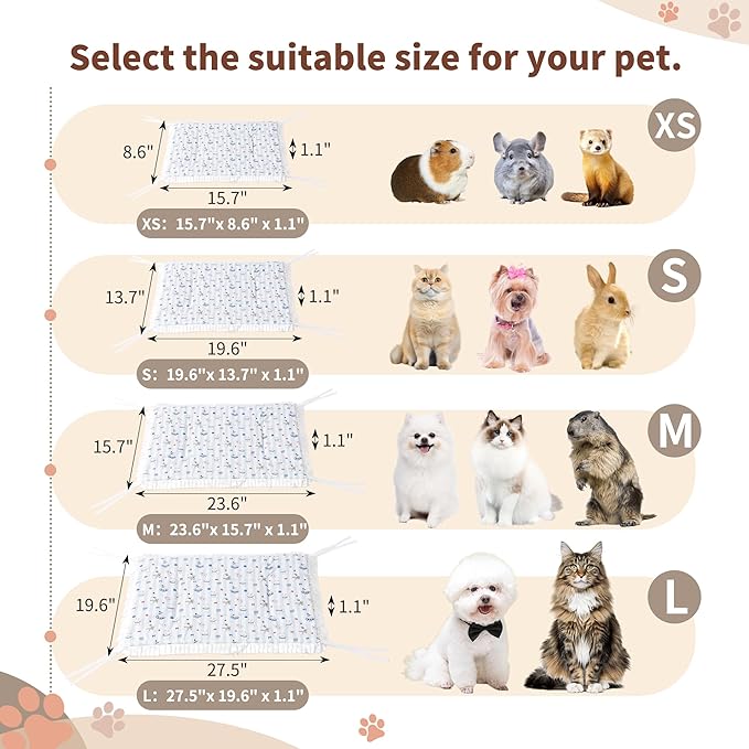 Reversible Silent Cat Bed Self Warming Pet Pad Thin Style Mat Washable Cushion Pad, Pad for Window Perch Outdoor Cat Houses, for Cats, Small Dogs, Rabbits, Non Electric,(Blue Puppy,S)