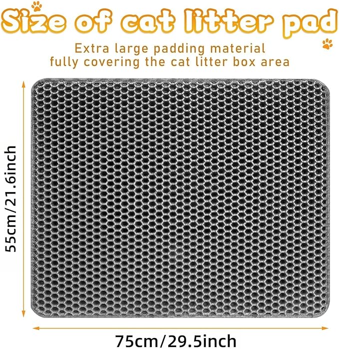 2 PACK-Double Layer Cat Litter Mat, 29.5x21.6 Inch Waterproof Litters Box Mat, Non-Slip Cat Mat for Litter Box