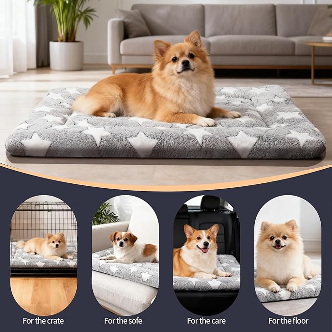 Dog Bed Mat, Reversible Crate Pads for Small/Medium/Large Dogs & Cats Sleeping, Portable & Soft, Dog Beds Crate Pad M(30"*20"*1.5")