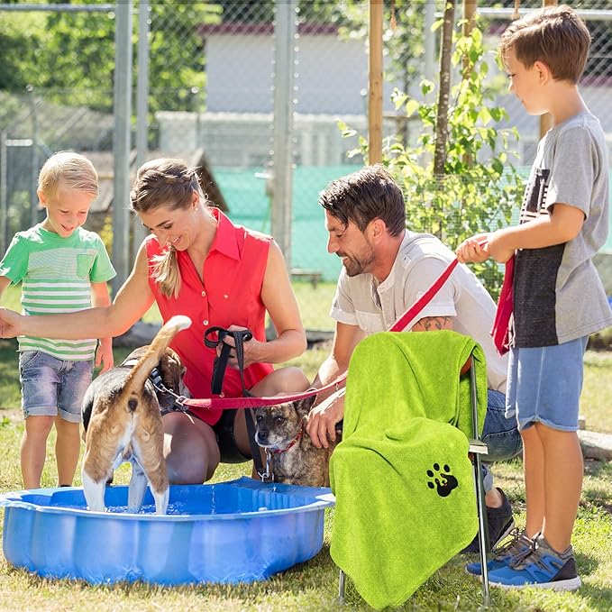 Extra Large Dog Towel - Pack of 2 - Super Absorbent Soft Microfiber Pet Bath Grooming Towels for Drying Dogs and Other Pets (XL-55" * 36", Green and Gery)