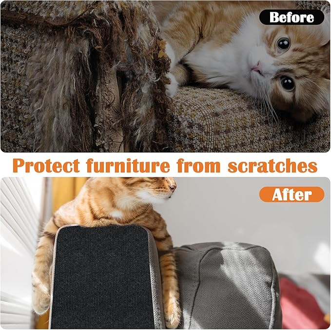 Cat Scratch Furniture Protector - 158" x 15.8" Trimmable Self-Adhesive Cats Claws Scratch Pads, DIY Cat Climbing Couch Protector for Scratch Post Cat Tree Replacement Indoor (Black)