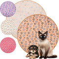 Tatuo 4 Pcs Dog Blanket for Pet Puppy Teething Toys Paw Print Fleece Blanket for Pet Cat Soft Warm Sleep Mat Guinea Pig Cage Mat (White, Coffee, Pink, Purple,29 x 29 Inches,Round)