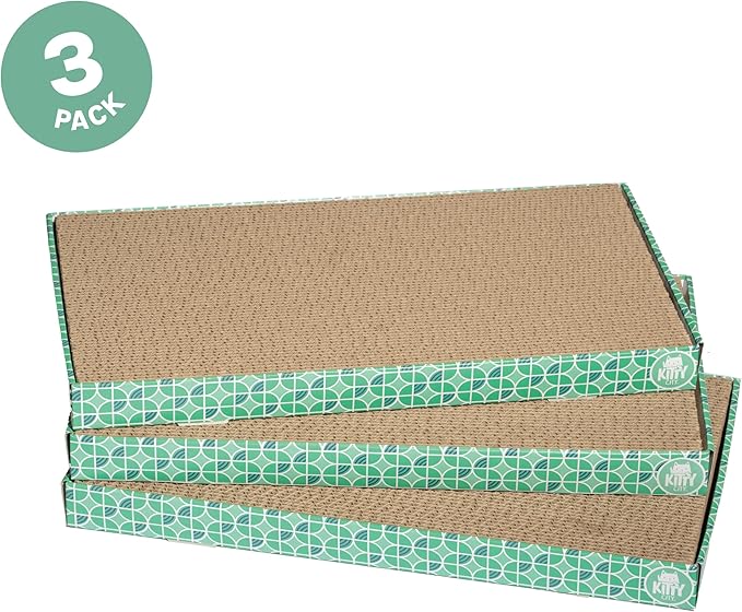 Kitty City XL Wide Corrugate Cat Scratchers 3 Pieces, Cat Scratching, Cat Scratch Pad, Door Clips, Furniture Protectors from Cat Scratching