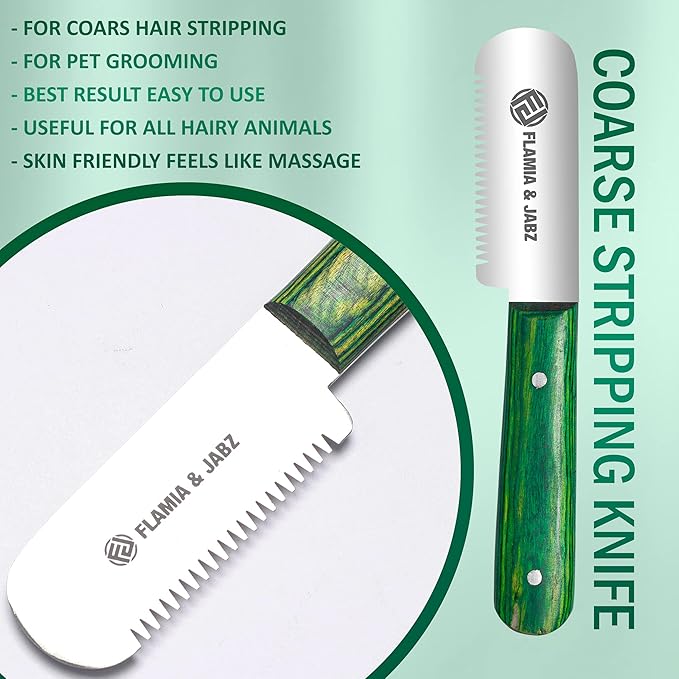 FLAMIA & JABZ FJ Professional Stripping Knife, Right handed, 3 inch blade (Stainless Steel) (3 Pack, Green)