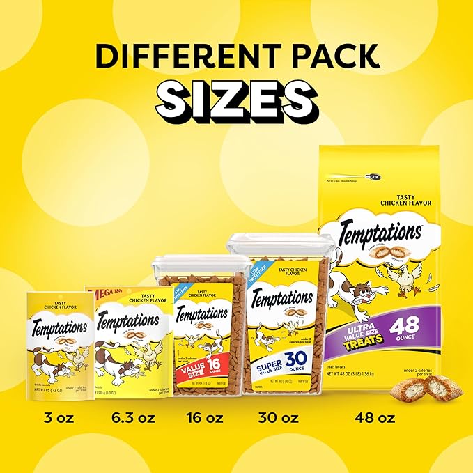 Temptations Cat Treats Classic Crunchy and Soft Cat Treats, Tasty Chicken Flavor, 48 oz. Bag