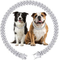 Luxury Cuban Link Dog Collar Silver Dog Chain Necklace with Diamond Rhinestones - 0.59 Inch Width Metal Pet Collar Jewelry for Small Medium Large Dogs & Cats (18 inch)