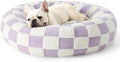 LE SURE Shown on TV Donut Medium Dog Bed - Round Cat Beds for Indoor Cats Calming Bed Present for Pets, Cute Modern Home Decor Beds with Jacquard Shaggy Plush & Anti Slip Bottom, 30 Inch, Purple