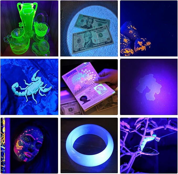 UV Flashlight Black Light- 365nm 395nm Ultraviolet Flashlights, Handheld Blacklight Torch Woods Lamp for Pet Urine Stains Detection, Rocks & Minerals, Glue Curing, Scorpions Finder and Uranium Glass