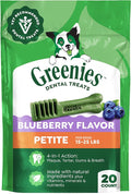 Greenies Veterinarian-Recommended Adult Natural Dental Dog Treats Petite Size, Blueberry Flavor, 12 oz. Pack, 20 Count