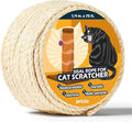 Pelzin Natural Sisal Rope for Cat Scratcher 1/4 Inch by 75 Feet, Cat Tree Rope Twine for Cat Scratching Post Replacement, Cat Tower with Scratch Post Repairing, Replace, Recovering and DIY, White