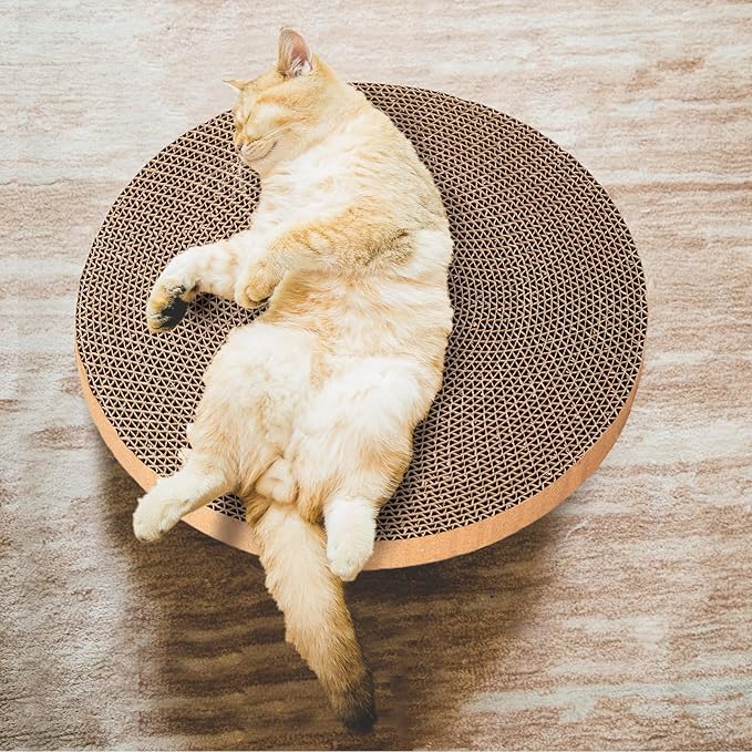 Round cat Scratcher Refill 10 inch Diameter 7/8 inch Thickness Scratcher Replacement Pads cat Scratching Board Circle Cat Cardboard Scratcher for Indoor Cats cat Scratch pad(5pcs)