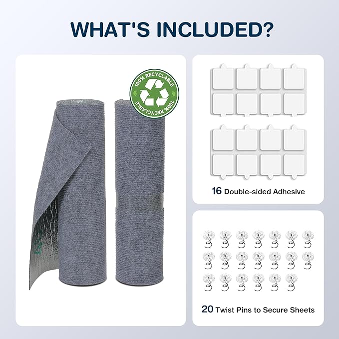 2 Pack Cat Scratcher Mat Roll for Furniture & Couch Protection | Total 157.5" x 15.8" Trimmable Self-Adhesive Carpet Cat Scratch Pad Replacement (Light Grey)