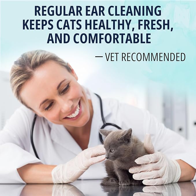 NOVEHA 150PCs Cat Ear Wipes - Pet Ear Cleaner - Safe & Soft Ear Cleaner for Cats - Easy & Gently Remove Wax, Dirt & Odor - Soothing, Non-Irritating, Unscented Grooming Care