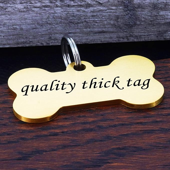 Ultra Joys Personalized Dog Tags for Pets - Durable Stainless Steel Customizable Dog Cat ID Tags - Dog Tags for Safety Optional Engraved on Both Sides -Birth Flower Dog Tag Large, Gold