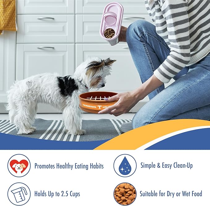 NCAA Super-Bowl - Tennessee Volunteers Slow Feeder Dog Bowl. Football Design Slow Feeding Cat Bowl for Healthy Digestion. Non-Slip Pet Bowl for Large & Small Dogs & Cats