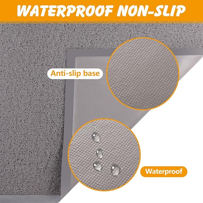 ondware Cat Litter Mat, 20x15 in Litters Box Mat Waterproof Non-Slip Easy to Clean Washable Trapping Mat for Kitty(Gray)