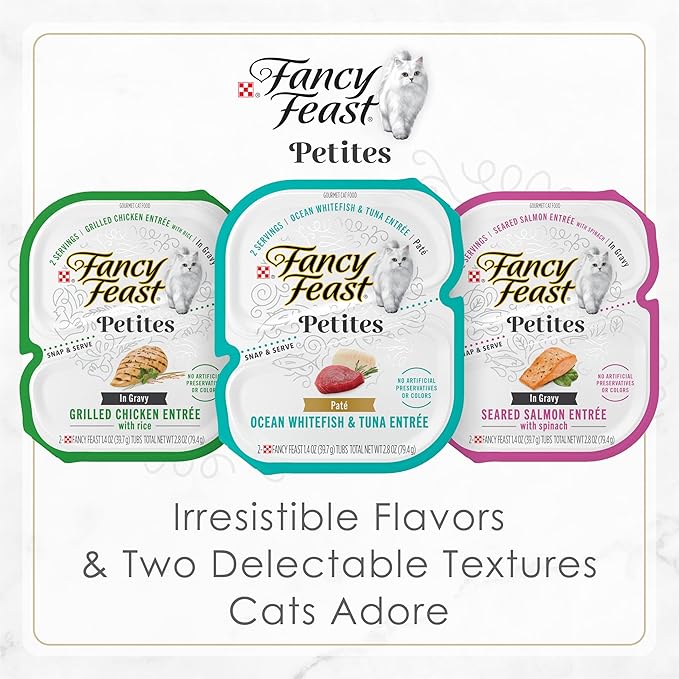 Purina Fancy Feast Petites Seared Salmon Entree With Spinach in Gravy Gourmet Wet Cat Food - (Pack of 12) 2.8 oz. Tubs