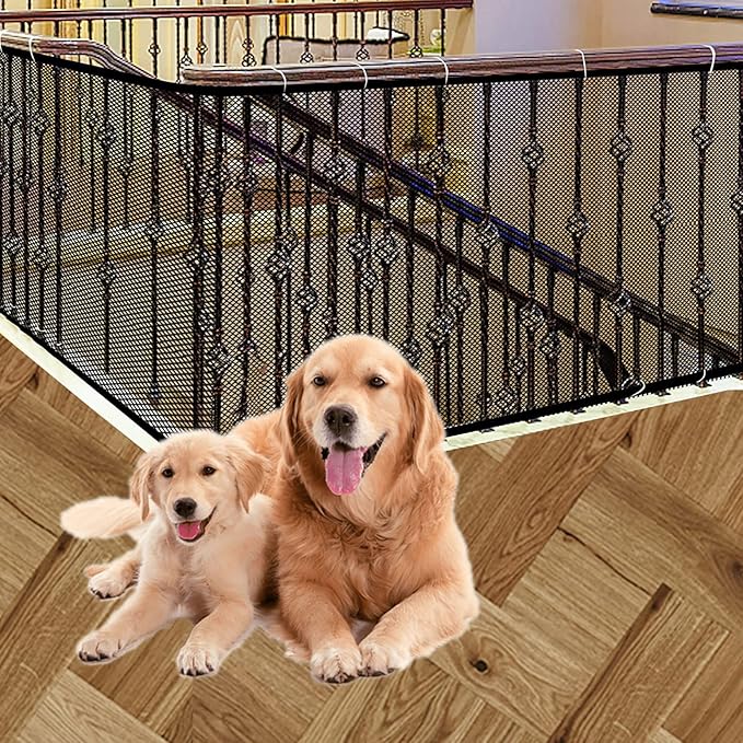 Balcony Netting for Pets, Stairway Net for Balcony, Pet Netting Balcony Black Net for Dogs Cats Kids Child Rail Net for Balcony Apartment, Baby Balcony Patios Stairway Net Black (10ft*2.6ft Thick)
