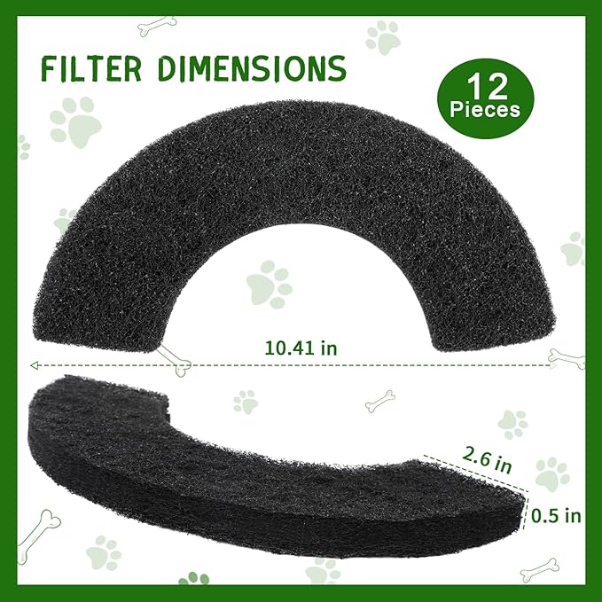 12 Pack 0.5 in Thickness Carbon Filters Compatible with Model 4, Cat Litter Box Filters Replacement to Absorb Odors Control Damp from Pets and Keep Home Fresh