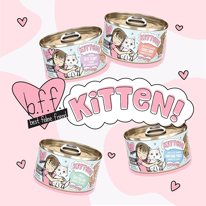 Weruva B.F.F. Kitten Food, Pawsome Purrs with Chicken & Pumpkin in Gravy, 2.8oz Can (Pack of 12)