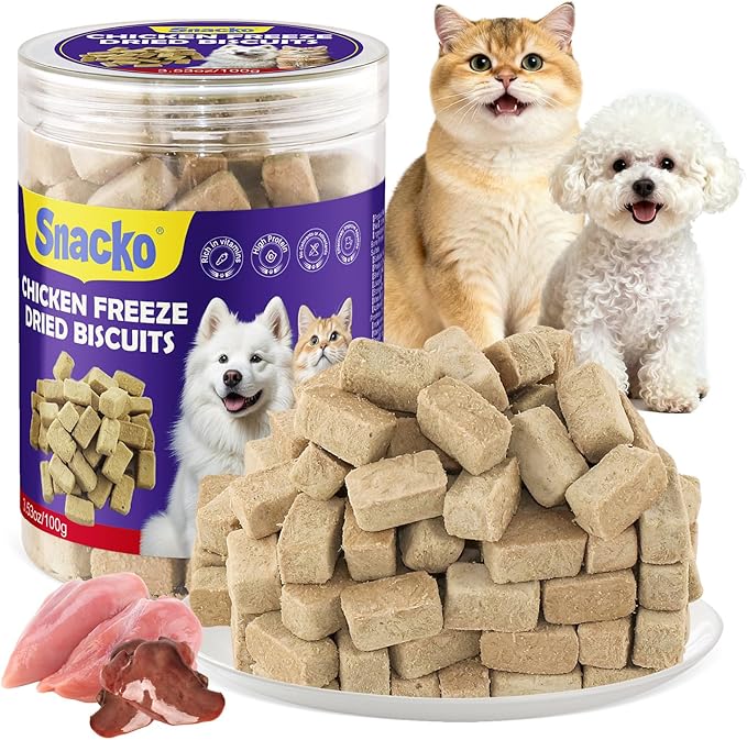 Freeze Dried Cat Dog Treats Soft Chicken Liver 3.05 oz Training Reward Dry Cube Helathy Puppy Pet Snack