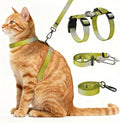 Cat Harness and Leash Set, 3-in-1 Escape Proof Adjustable, Comfortable Soft Lightweight, Safe, Easy to Wear, Walking Travel Kitten Harness for Small Medium Cats (Yellow)